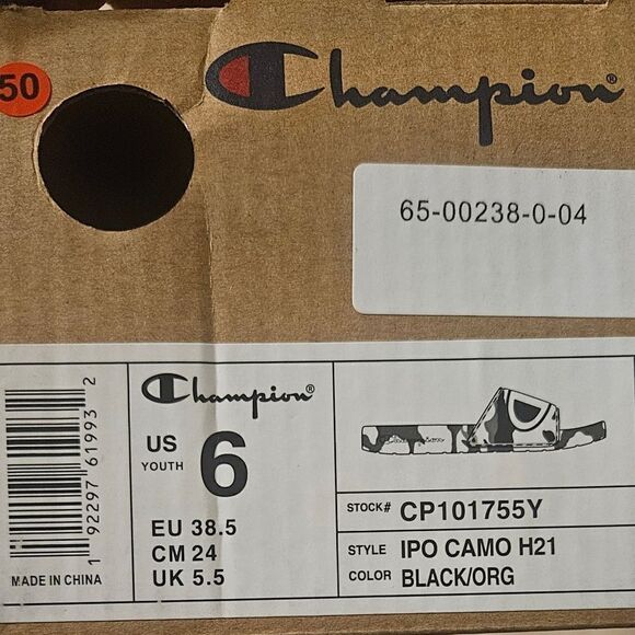 Champion Youth Size 6 Black and Red IPO Camo Slides Sandals - Picture 4 of 4